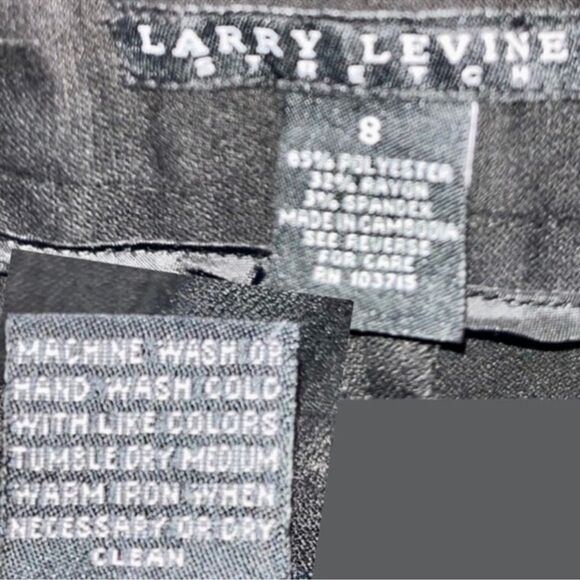 Classic Larry Levine Black Stretch Pants High-Rise Bootcut Pinstripes 8 EUC - Picture 2 of 16